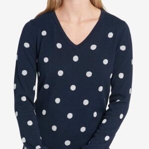 Tommy Hilfiger Navy Polka Dot V-Neck Sweater Small